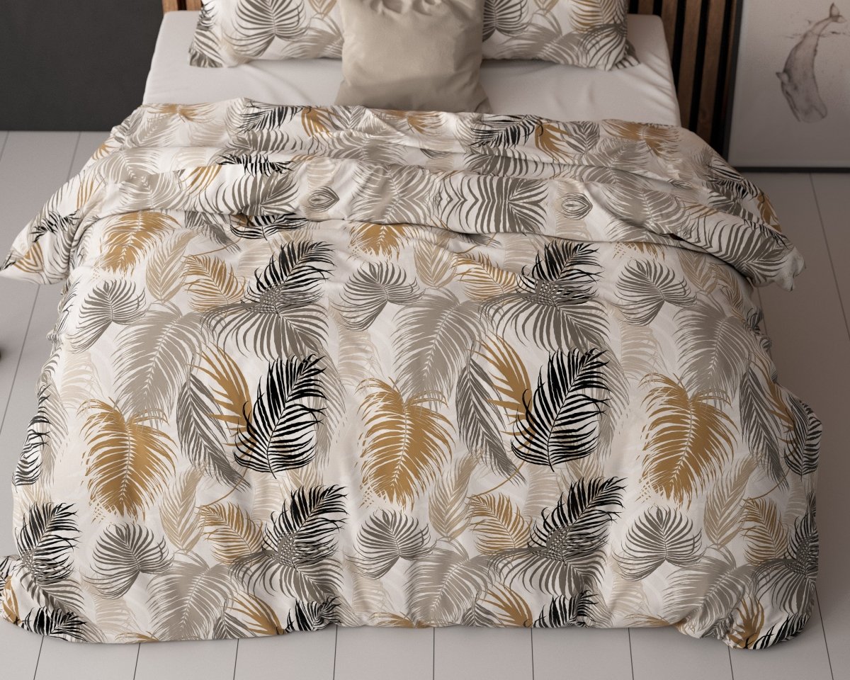 Polycotton Duvet Cover Set Feather District | Sand | Single - 140cm (W) x 220cm (L) - The Bedding & Blankets Store