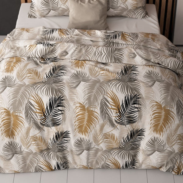 Polycotton Duvet Cover Set Feather District | Sand | Single - 140cm (W) x 220cm (L) - The Bedding & Blankets Store