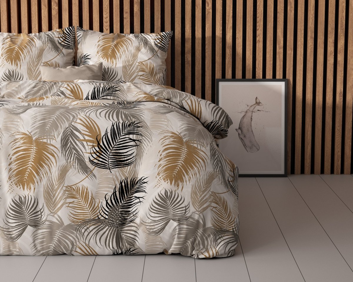 Polycotton Duvet Cover Set Feather District | Sand | Single - 140cm (W) x 220cm (L) - The Bedding & Blankets Store
