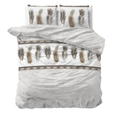 Polycotton Duvet Cover Set Feathers 3 | Grey | Single - 140cm (W) x 220cm (L) - The Bedding & Blankets Store