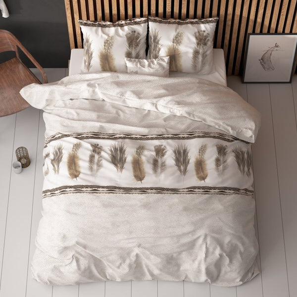 Polycotton Duvet Cover Set Feathers 3 | Grey | Single - 140cm (W) x 220cm (L) - The Bedding & Blankets Store