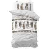 Polycotton Duvet Cover Set Feathers 3 | Grey | Single - 140cm (W) x 220cm (L) - The Bedding & Blankets Store