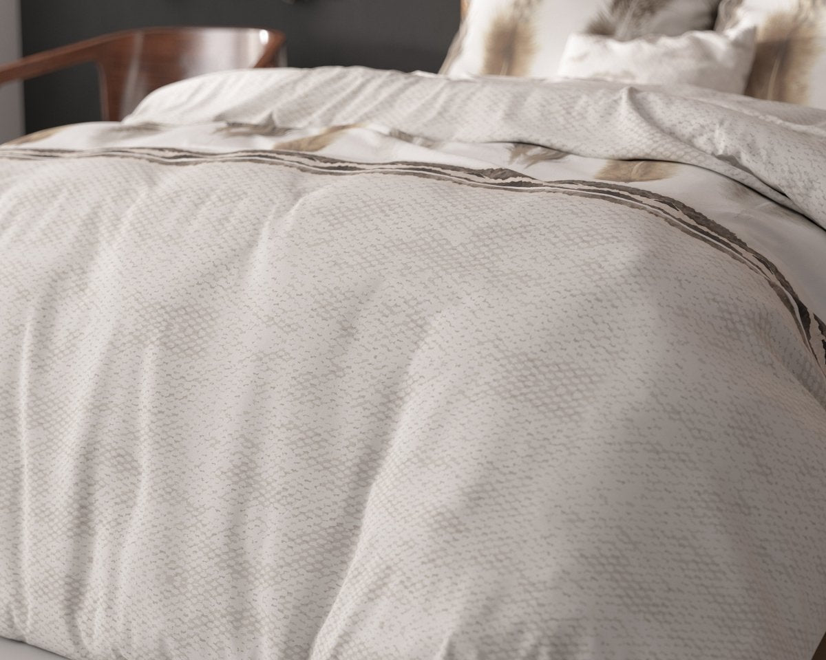 Polycotton Duvet Cover Set Feathers 3 | Grey | Single - 140cm (W) x 220cm (L) - The Bedding & Blankets Store