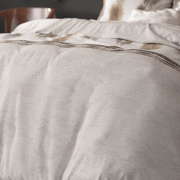 Polycotton Duvet Cover Set Feathers 3 | Grey | Single - 140cm (W) x 220cm (L) - The Bedding & Blankets Store