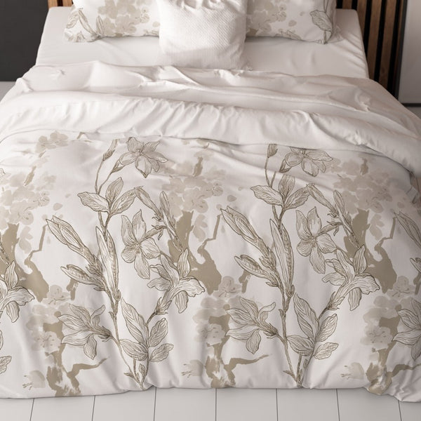 Polycotton Duvet Cover Set Flynn | White | Single - 140cm (W) x 220cm (L) - The Bedding & Blankets Store