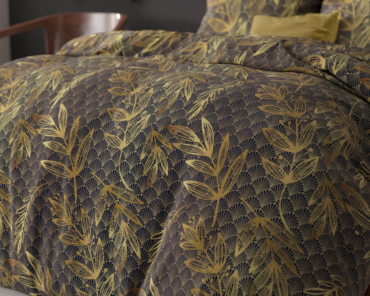 Polycotton Duvet Cover Set Gold Rush | Gold | Single - 140cm (W) x 220cm (L) - The Bedding & Blankets Store