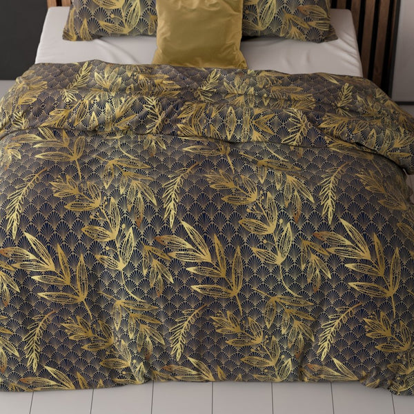 Polycotton Duvet Cover Set Gold Rush | Gold | Single - 140cm (W) x 220cm (L) - The Bedding & Blankets Store