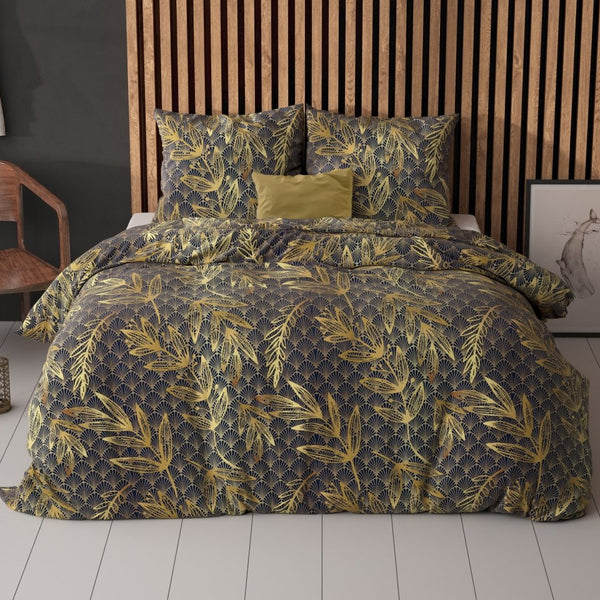 Polycotton Duvet Cover Set Gold Rush | Gold | Single - 140cm (W) x 220cm (L) - The Bedding & Blankets Store