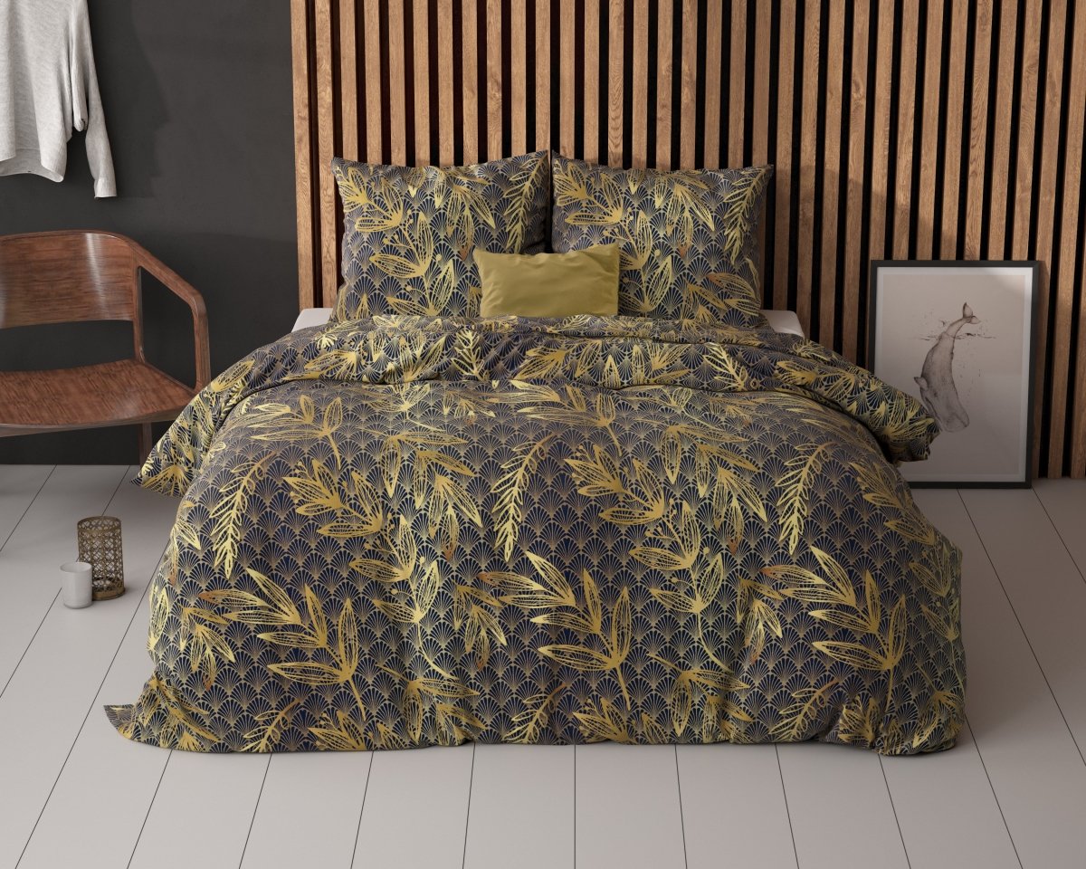 Polycotton Duvet Cover Set Gold Rush | Gold | Single - 140cm (W) x 220cm (L) - The Bedding & Blankets Store