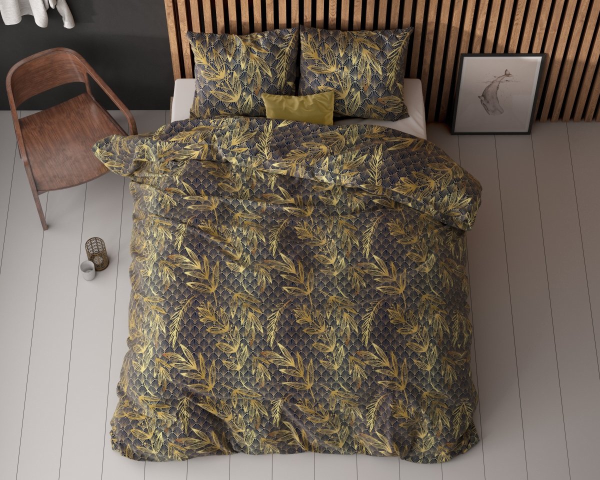 Polycotton Duvet Cover Set Gold Rush | Gold | Single - 140cm (W) x 220cm (L) - The Bedding & Blankets Store