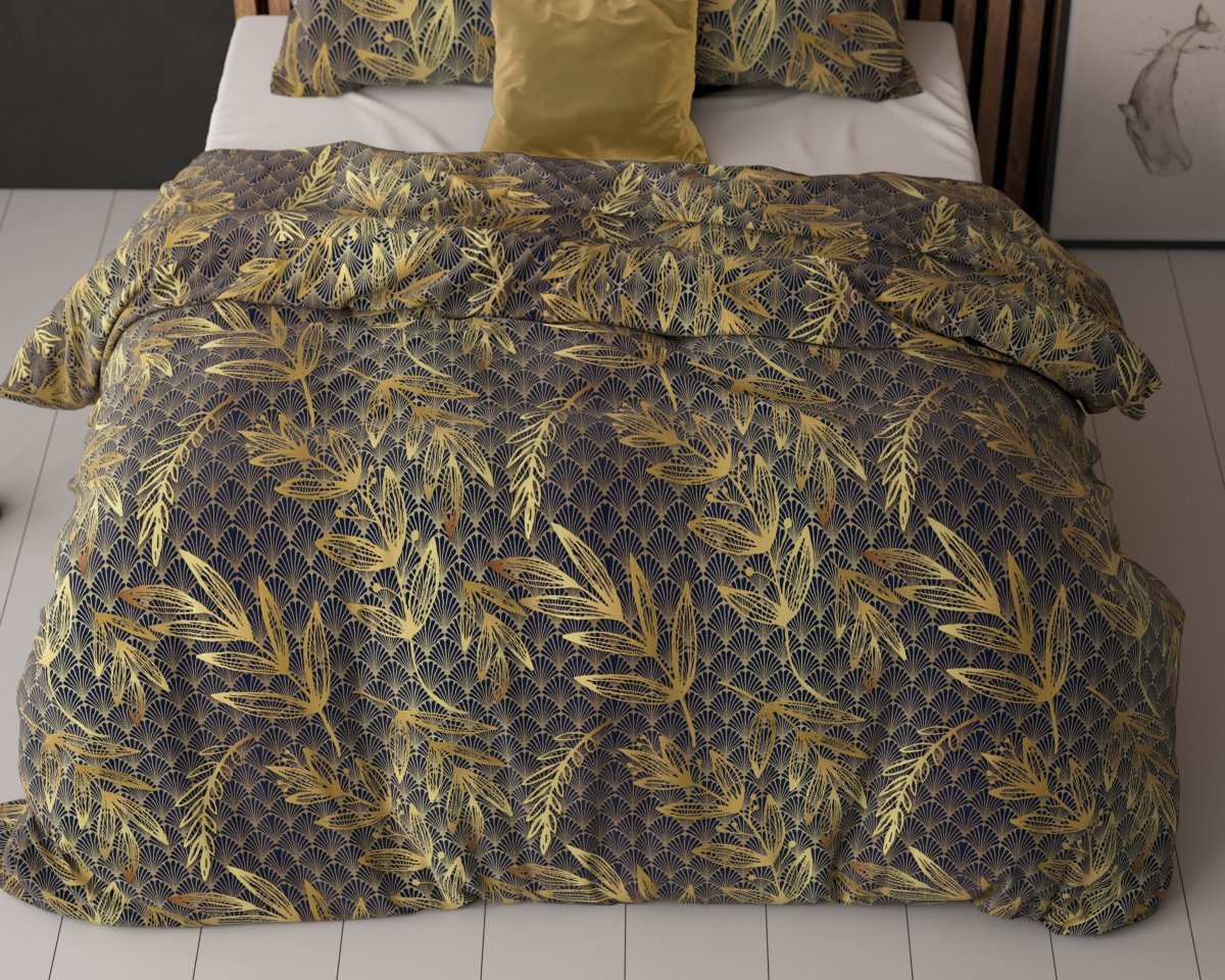 Polycotton Duvet Cover Set Gold Rush | Gold | Single - 140cm (W) x 220cm (L) - The Bedding & Blankets Store