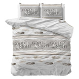 Polycotton Duvet Cover Set Good Night | White | Single - 140cm (W) x 220cm (L) - The Bedding & Blankets Store