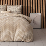 Polycotton Duvet Cover Set Herringbone | Sand | Single - 140cm (W) x 220cm (L) - The Bedding & Blankets Store