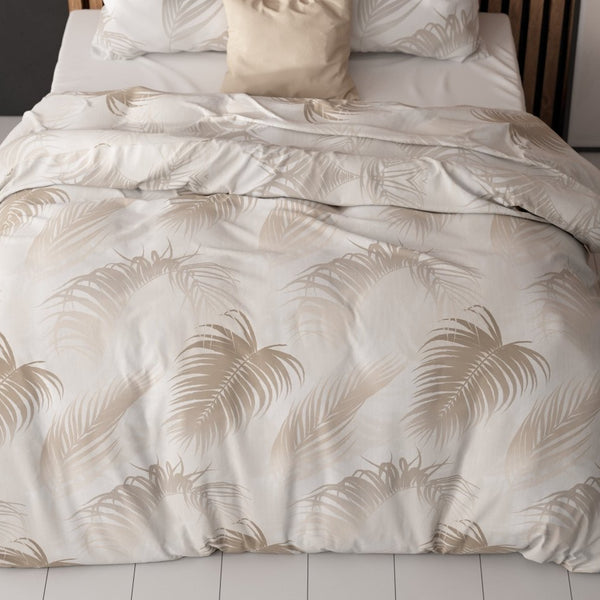 Polycotton Duvet Cover Set Jayda | Taupe | King Long - 240cm (W) x 220cm (L) - The Bedding & Blankets Store
