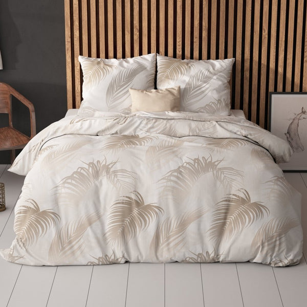 Polycotton Duvet Cover Set Jayda | Taupe | King Long - 240cm (W) x 220cm (L) - The Bedding & Blankets Store