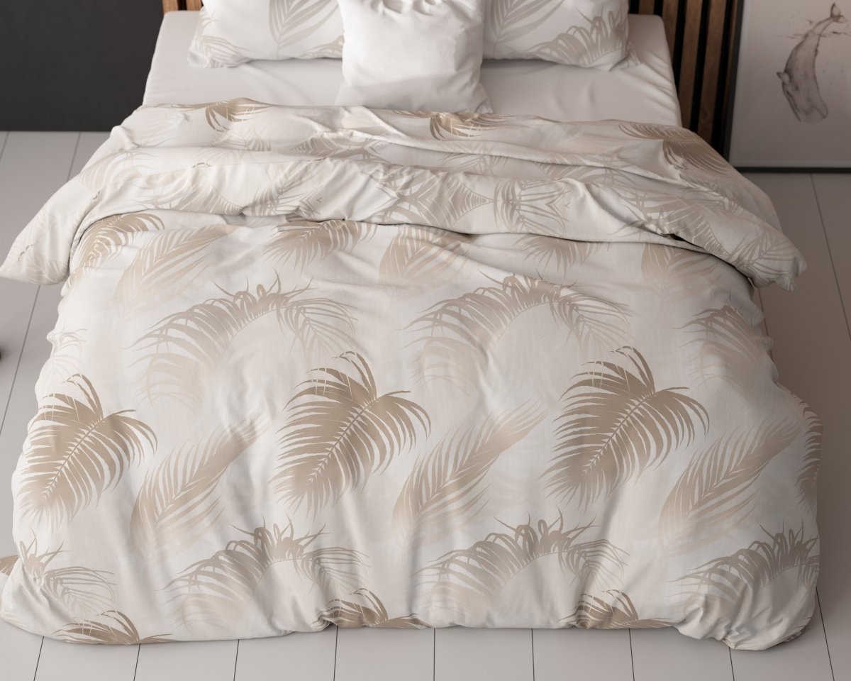Polycotton Duvet Cover Set Jayda | Taupe | King Long - 240cm (W) x 220cm (L) - The Bedding & Blankets Store