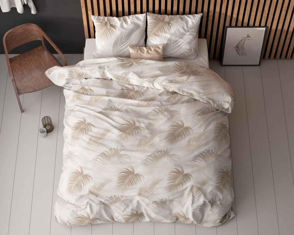 Polycotton Duvet Cover Set Jayda | Taupe | King Long - 240cm (W) x 220cm (L) - The Bedding & Blankets Store