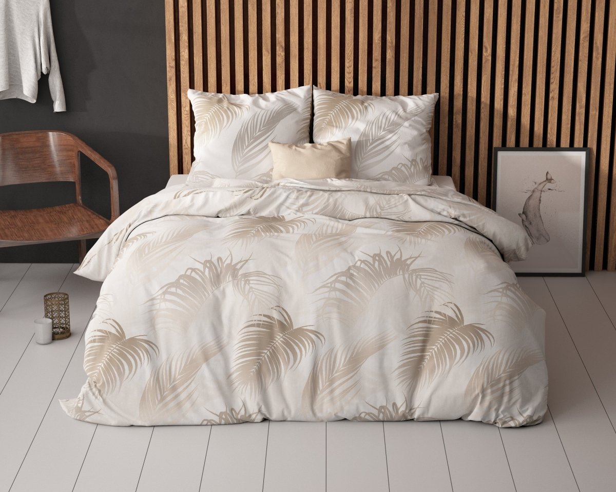 Polycotton Duvet Cover Set Jayda | Taupe | King Long - 240cm (W) x 220cm (L) - The Bedding & Blankets Store