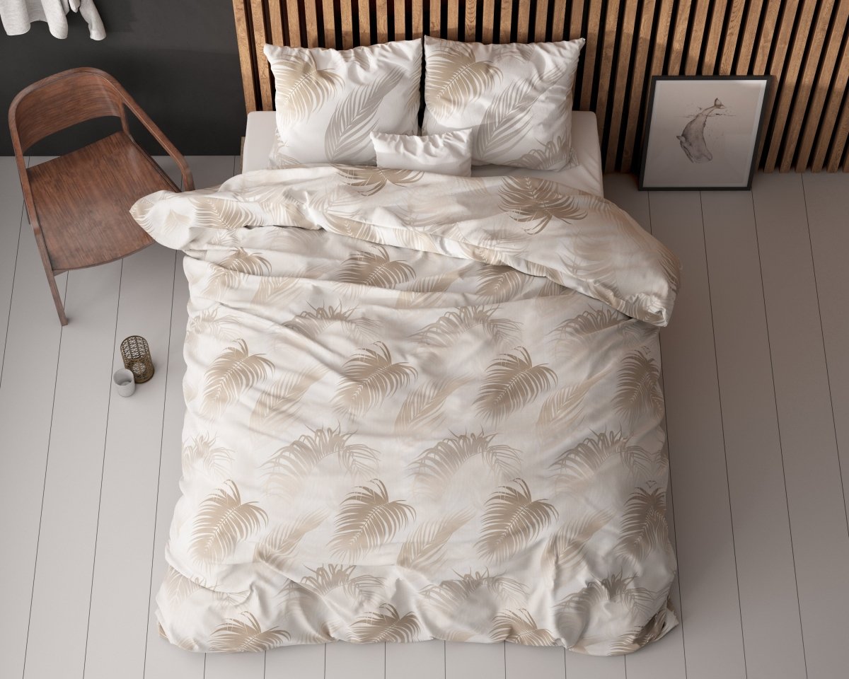 Polycotton Duvet Cover Set Jayda | Taupe | King Long - 240cm (W) x 220cm (L) - The Bedding & Blankets Store