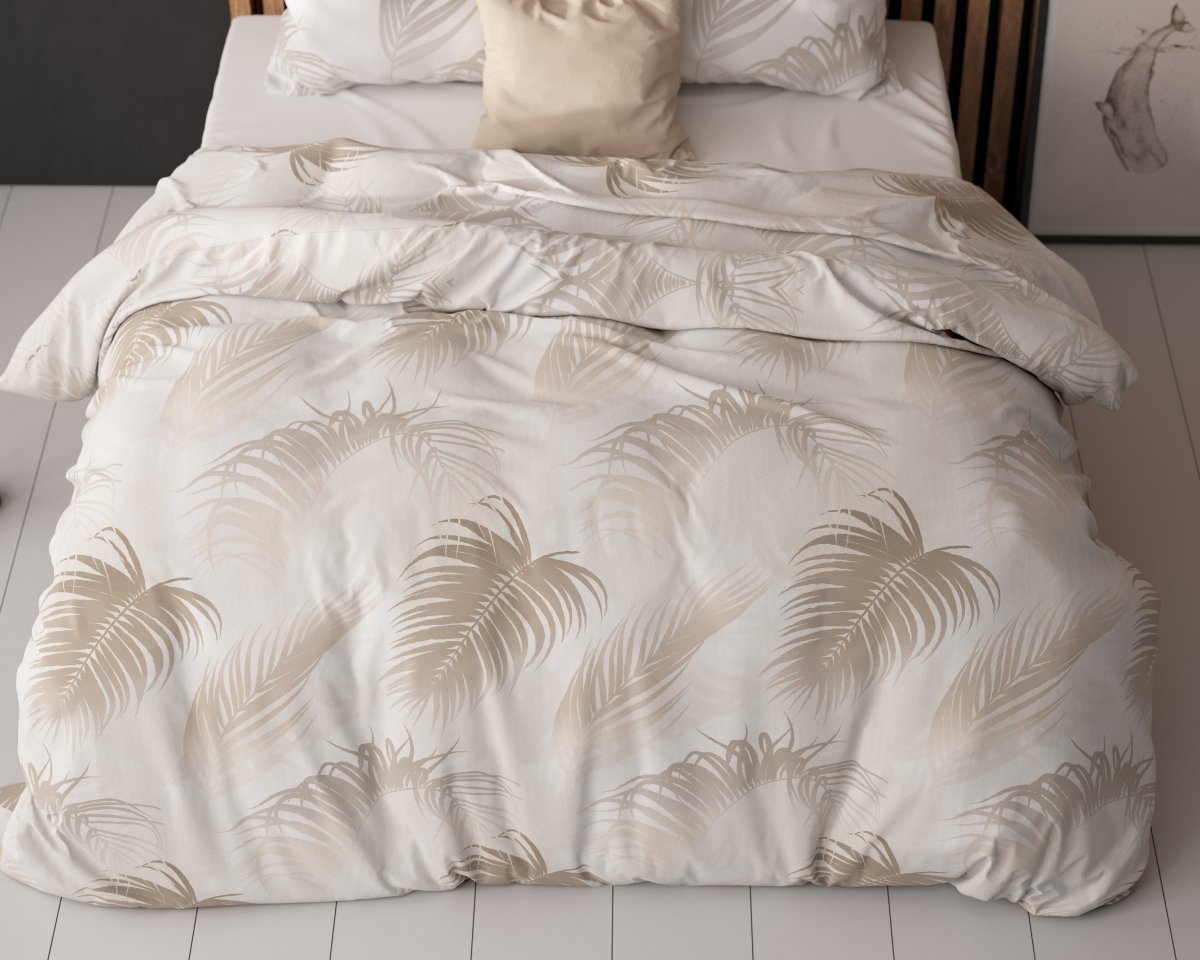 Polycotton Duvet Cover Set Jayda | Taupe | King Long - 240cm (W) x 220cm (L) - The Bedding & Blankets Store