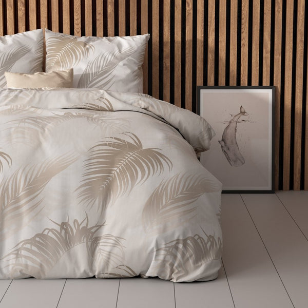 Polycotton Duvet Cover Set Jayda | Taupe | King Long - 240cm (W) x 220cm (L) - The Bedding & Blankets Store