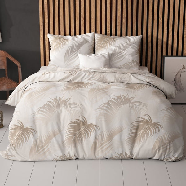 Polycotton Duvet Cover Set Jayda | Taupe | King Long - 240cm (W) x 220cm (L) - The Bedding & Blankets Store