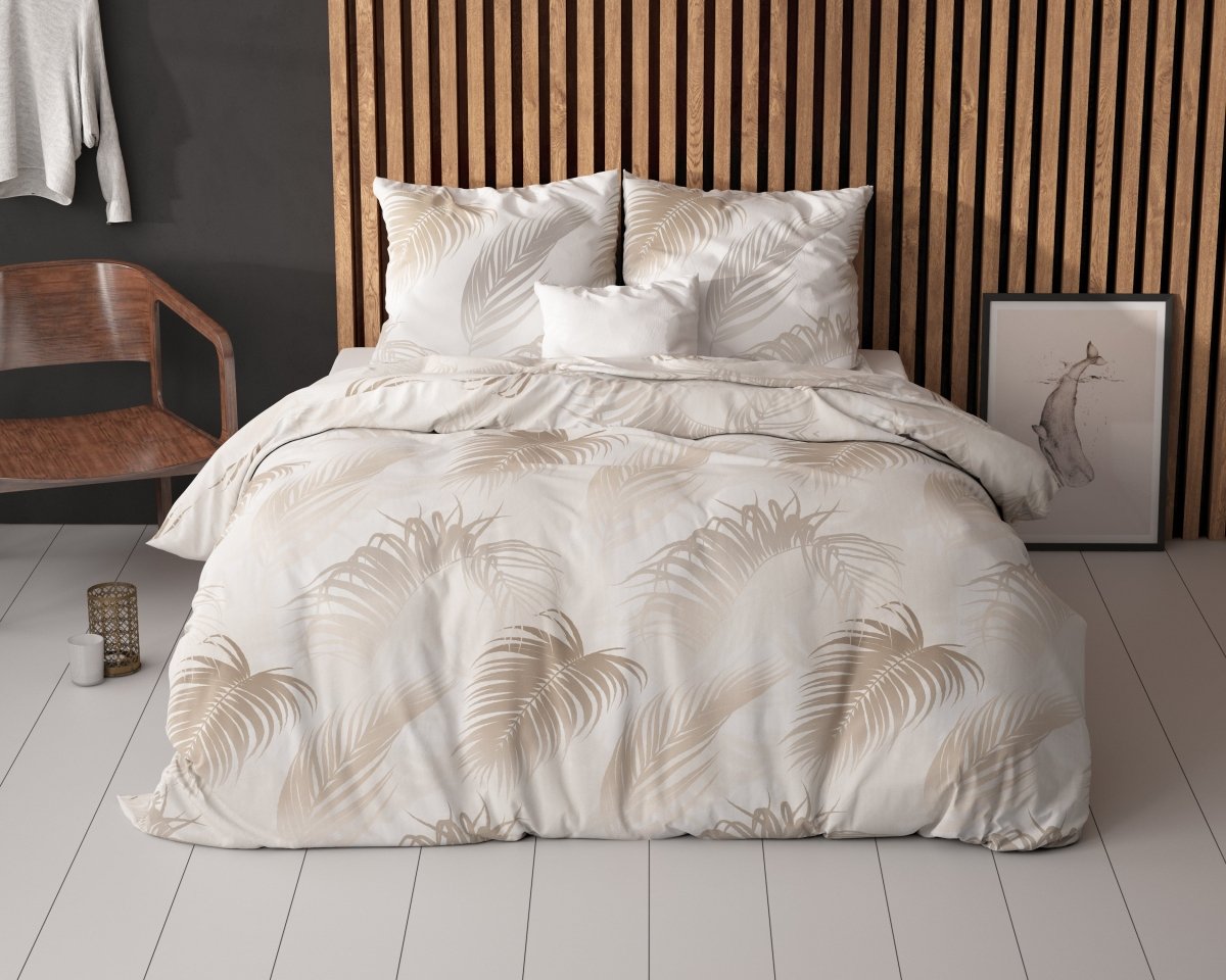 Polycotton Duvet Cover Set Jayda | Taupe | King Long - 240cm (W) x 220cm (L) - The Bedding & Blankets Store