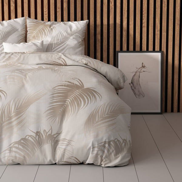 Polycotton Duvet Cover Set Jayda | Taupe | King Long - 240cm (W) x 220cm (L) - The Bedding & Blankets Store