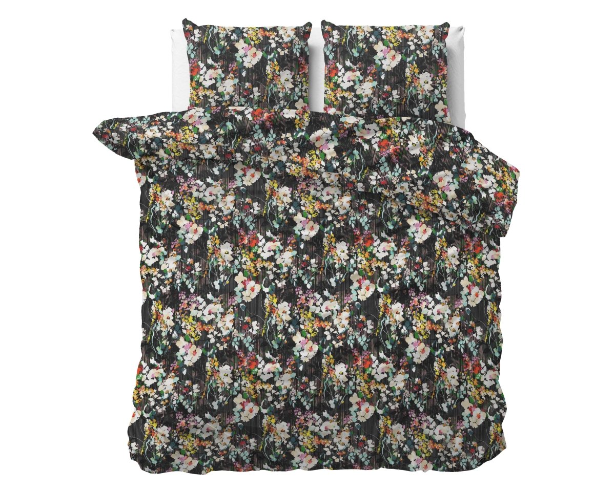 Polycotton Duvet Cover Set Jolisa 2 | Black | Single - 140cm (W) x 220cm (L) - The Bedding & Blankets Store