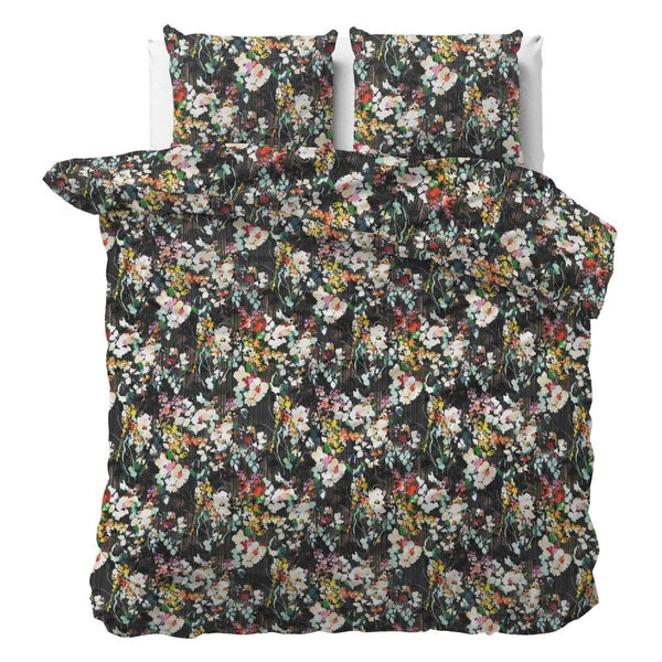 Polycotton Duvet Cover Set Jolisa 2 | Black | Single - 140cm (W) x 220cm (L) - The Bedding & Blankets Store