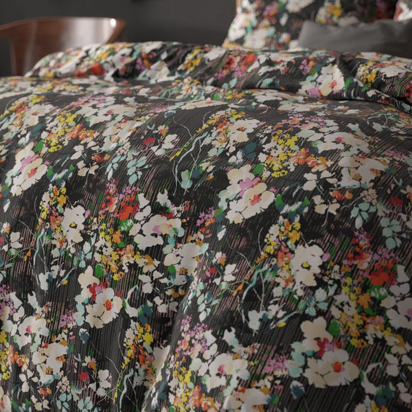 Polycotton Duvet Cover Set Jolisa 2 | Black | Single - 140cm (W) x 220cm (L) - The Bedding & Blankets Store