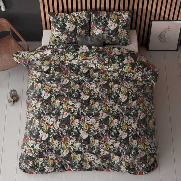 Polycotton Duvet Cover Set Jolisa 2 | Black | Single - 140cm (W) x 220cm (L) - The Bedding & Blankets Store