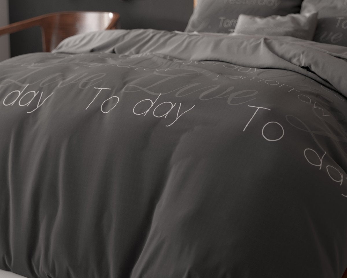 Polycotton Duvet Cover Set Live Today | Anthracite | Single - 140cm (W) x 220cm (L) - The Bedding & Blankets Store