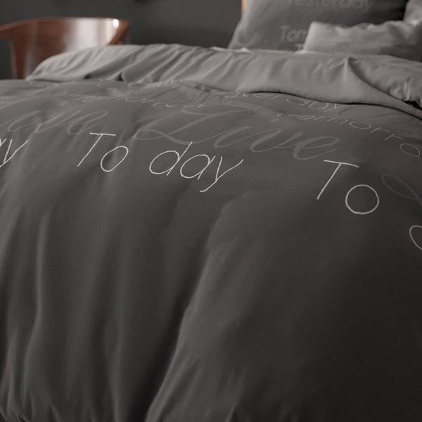 Polycotton Duvet Cover Set Live Today | Anthracite | Single - 140cm (W) x 220cm (L) - The Bedding & Blankets Store