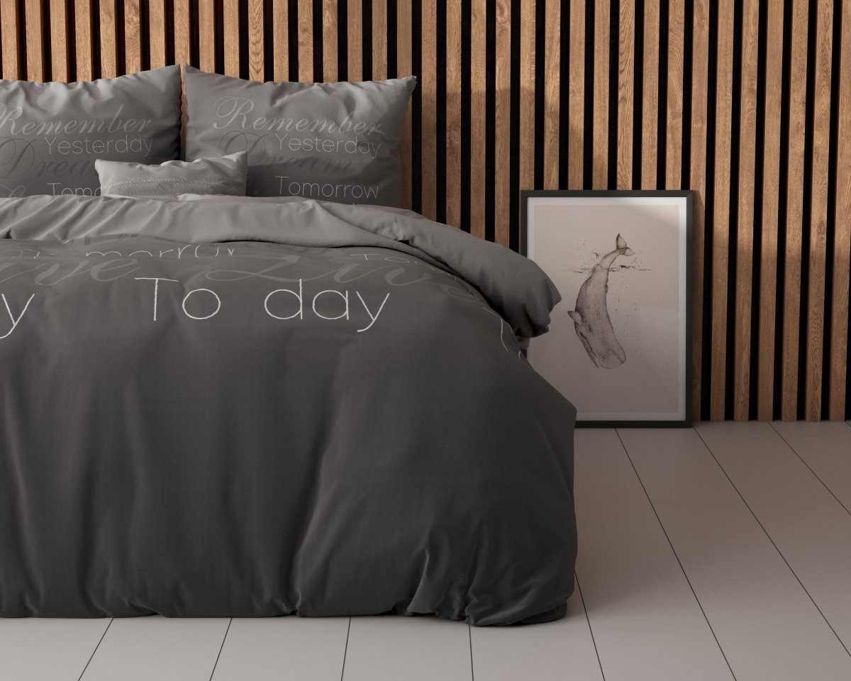 Polycotton Duvet Cover Set Live Today | Anthracite | Single - 140cm (W) x 220cm (L) - The Bedding & Blankets Store