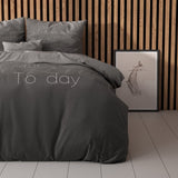 Polycotton Duvet Cover Set Live Today | Anthracite | Single - 140cm (W) x 220cm (L) - The Bedding & Blankets Store
