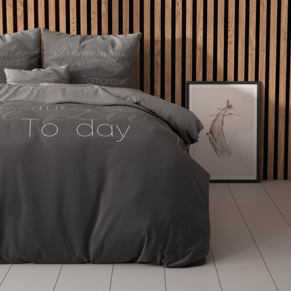 Polycotton Duvet Cover Set Live Today | Anthracite | Single - 140cm (W) x 220cm (L) - The Bedding & Blankets Store