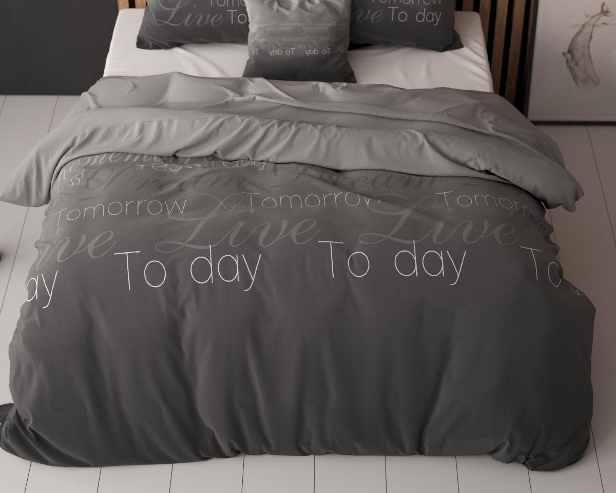 Polycotton Duvet Cover Set Live Today | Anthracite | Single - 140cm (W) x 220cm (L) - The Bedding & Blankets Store