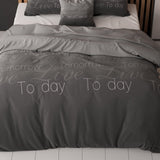 Polycotton Duvet Cover Set Live Today | Anthracite | Single - 140cm (W) x 220cm (L) - The Bedding & Blankets Store