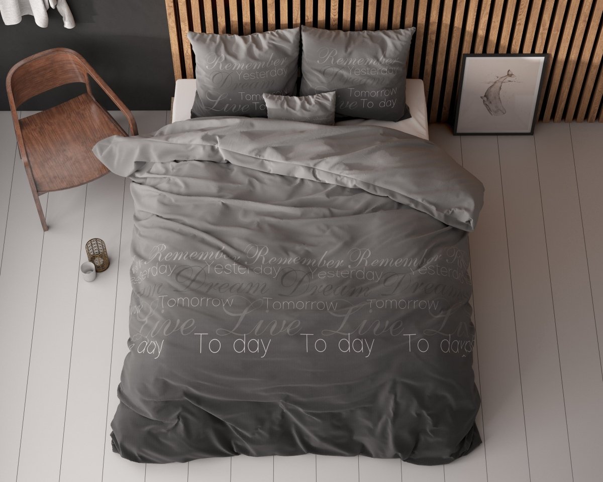 Polycotton Duvet Cover Set Live Today | Anthracite | Single - 140cm (W) x 220cm (L) - The Bedding & Blankets Store