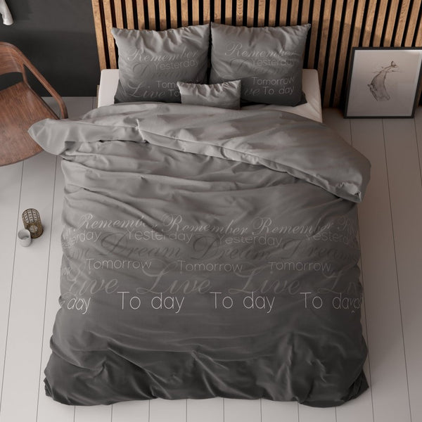 Polycotton Duvet Cover Set Live Today | Anthracite | Single - 140cm (W) x 220cm (L) - The Bedding & Blankets Store