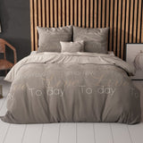 Polycotton Duvet Cover Set Live Today | Taupe | Single - 140cm (W) x 220cm (L) - The Bedding & Blankets Store