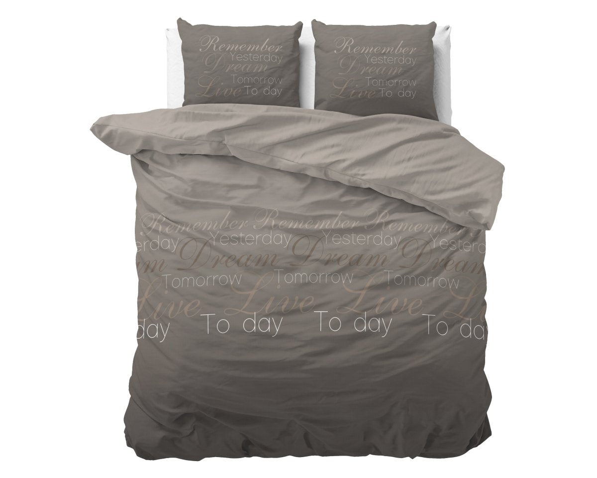Polycotton Duvet Cover Set Live Today | Taupe | Single - 140cm (W) x 220cm (L) - The Bedding & Blankets Store