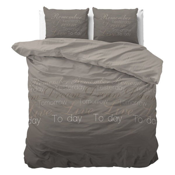 Polycotton Duvet Cover Set Live Today | Taupe | Single - 140cm (W) x 220cm (L) - The Bedding & Blankets Store