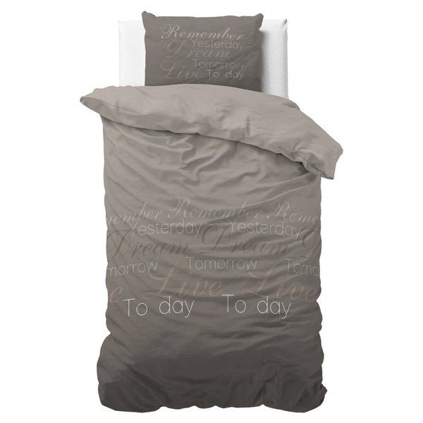 Polycotton Duvet Cover Set Live Today | Taupe | Single - 140cm (W) x 220cm (L) - The Bedding & Blankets Store