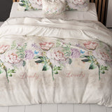 Polycotton Duvet Cover Set Lovely Flower | Beige | Single - 140cm (W) x 220cm (L) - The Bedding & Blankets Store