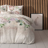 Polycotton Duvet Cover Set Lovely Flower | Beige | Single - 140cm (W) x 220cm (L) - The Bedding & Blankets Store