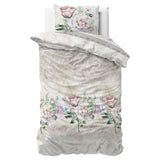 Polycotton Duvet Cover Set Lovely Flower | Beige | Single - 140cm (W) x 220cm (L) - The Bedding & Blankets Store