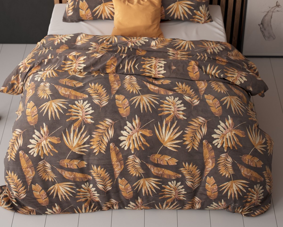 Polycotton Duvet Cover Set Luisa | Gold | Single - 140cm (W) x 220cm (L) - The Bedding & Blankets Store
