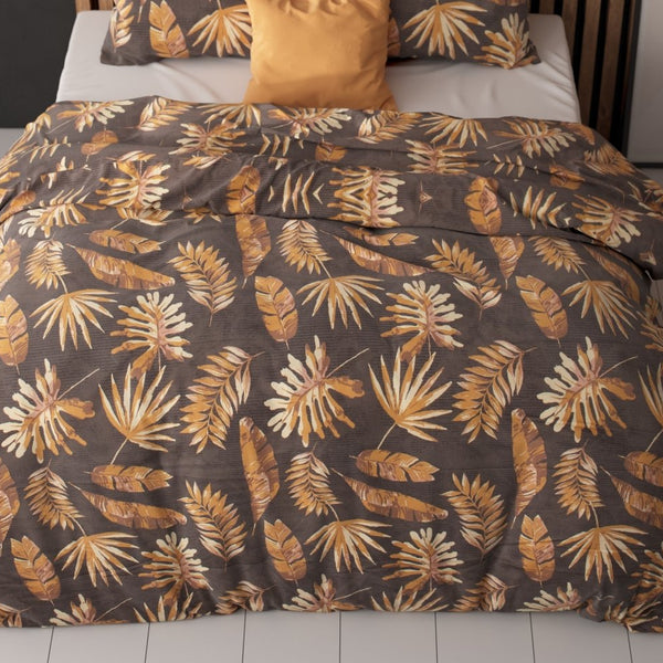 Polycotton Duvet Cover Set Luisa | Gold | Single - 140cm (W) x 220cm (L) - The Bedding & Blankets Store
